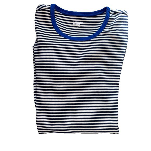 Lands' End Nautical Navy White Stripe Long Sleeve Womens Shirt Lg Coastal Preppy - Picture 7 of 8